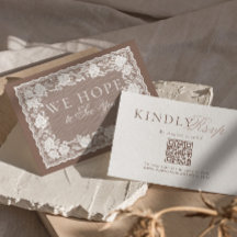 Renda Vintage Bege Casamento Código QR RSVP Dinhei