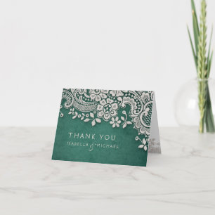 Renda vintage esmeralda agradecimento casamento rú