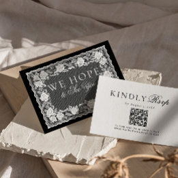 Renda Vintage Preta e Branca Doily Código QR RSVP