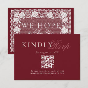Renda Vintage Vinho Casamento Código QR RSVP Dinhe