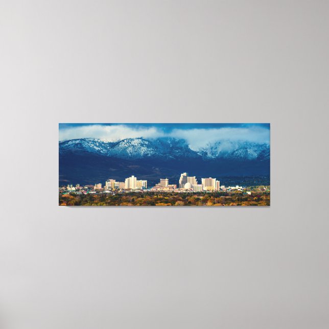 Reno Skyline Fall and Snow Pano na Canvas (Frente)