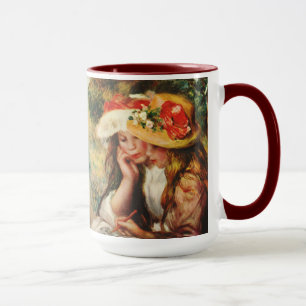 Renoir duas meninas que lêem na caneca do jardim