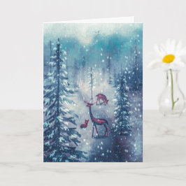 Renos de Natal Antigos e Árvores de Natal  Cartão 