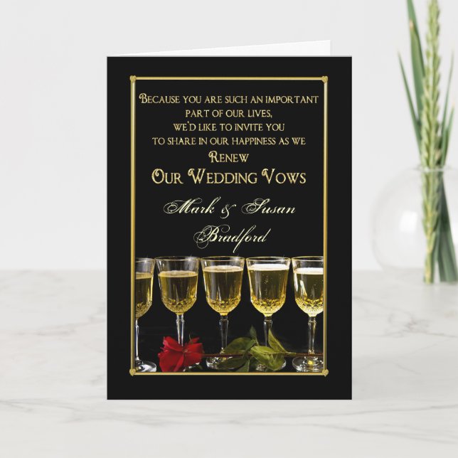 Renovação de Casamentos Convite de Vows - Rosa/Vin (Frente)