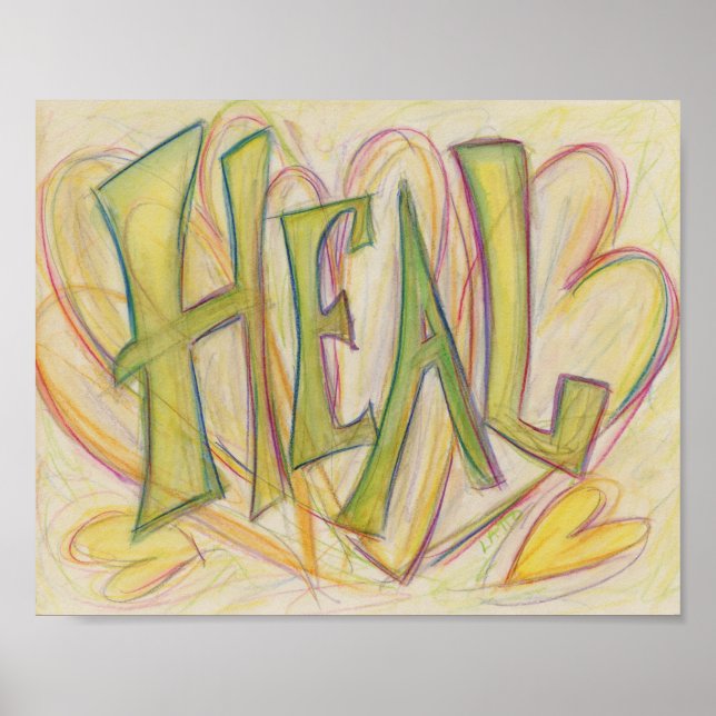 Reparando Corações Arte-Palavras Impressão de Post (Frente)