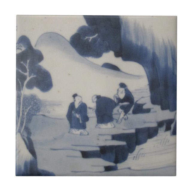 Repro Chinês Brussel Delft Azulejo Azul e Branco (Frente)