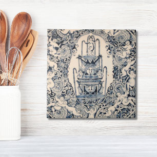 Repro Delft Azulejo Angels Fonte a cena pitoresca