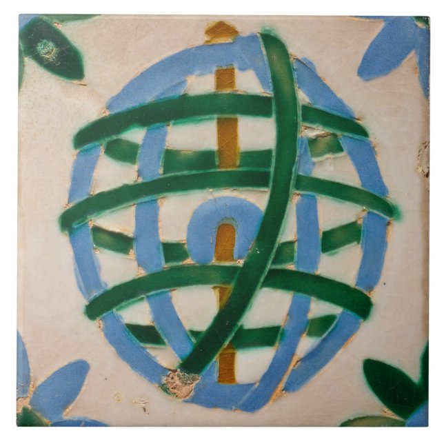 Repro Espanhol Geométrico Azulejos Verde Azul (Frente)