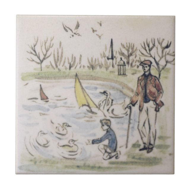 Repro Hyde Park Pond pato de Londres Azulejo vitor (Frente)