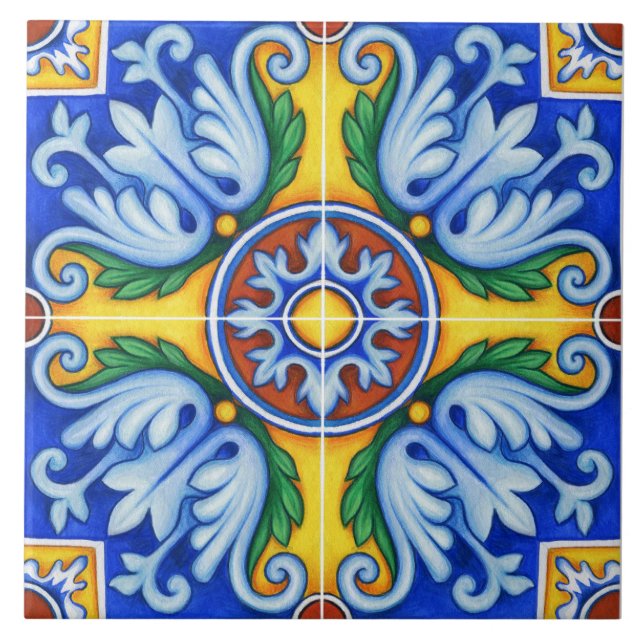 Repro Português Azulejos Geométricos Floral (Frente)