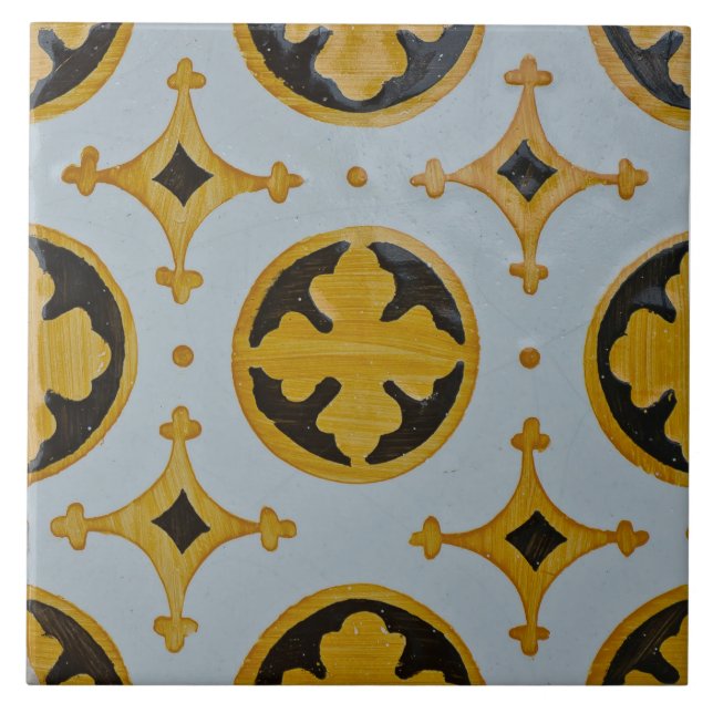 Repro Português Geométrico Azulejos Tricolor (Frente)