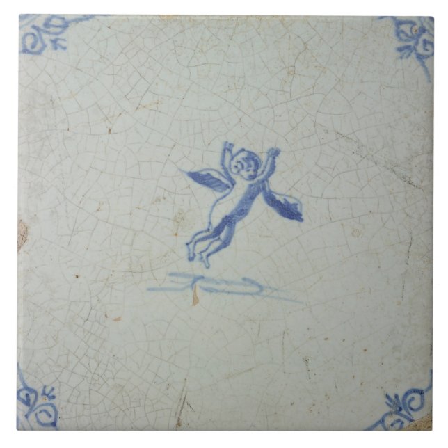 Reprodução de azulejos antigos Delft azuis e branc (Frente)