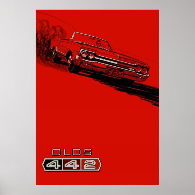 Reprodução do poster vintage Oldsmobile 442 1964 (Frente)