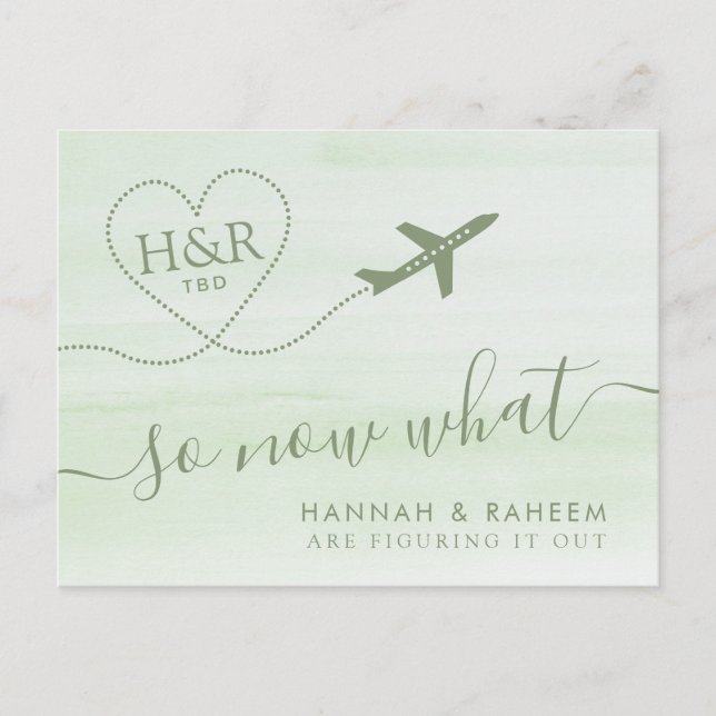 Reprogramando Anúncio Verde de Casamento de Praia (Frente)