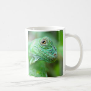 Réptil verde do lagarto da iguana na caneca da