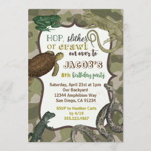 Reptile Animal Vintage Convite De Aniversário