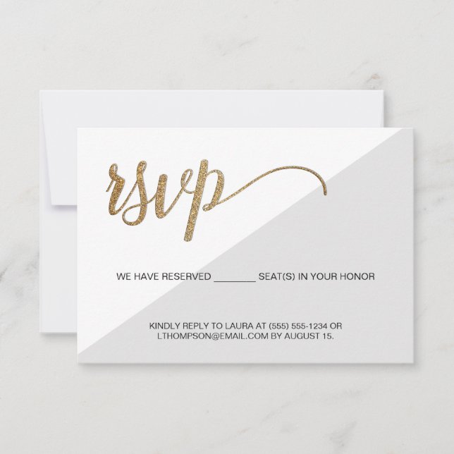 Reservado assento RSVP Ouro Cinza Moderno sem envi (Frente)
