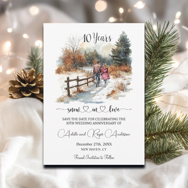 Reserve A Data 10th Wedding Anniversary Winter Landscape Romantic (Criador carregado)