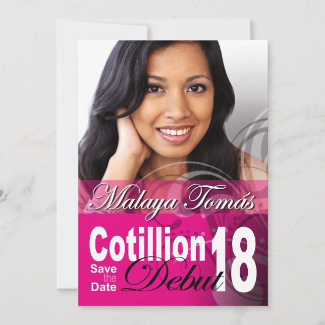 Reserve A Data 18º aniversário Cotillion Debut Save the Date Phot (Frente)