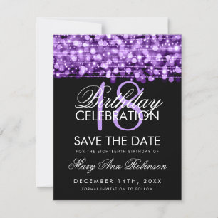Reserve A Data 18º Aniversário Salvar a Festa de Data Ganha Roxo