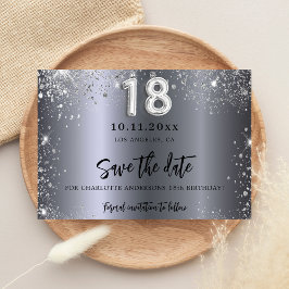 Reserve A Data 18.º aniversário de cintilação prateada guardar o 