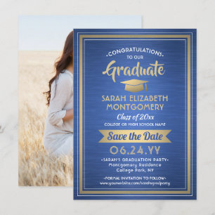 Reserve A Data 1 Graduação de Foto Bruted Royal Blue e Dourado