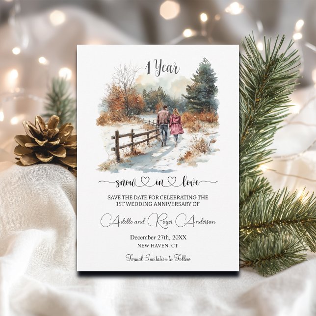 Reserve A Data 1st Wedding Anniversary Winter Landscape Romantic (Criador carregado)