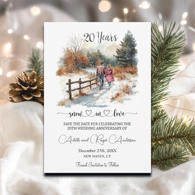 Reserve A Data 20th Wedding Anniversary Winter Landscape Romantic (Criador carregado)