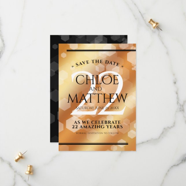 Reserve A Data 22º aniversário do Casamento de Cobre (Frente/Verso In Situ)