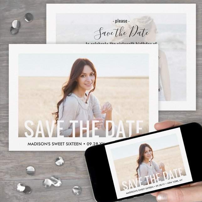 Reserve A Data 2 Foto doce 16ª Festa de aniversário Moderna Décim (Criador carregado)