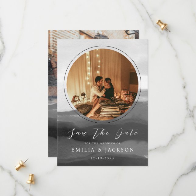 Reserve A Data 2 Fotos de Casamento de Sobreposição de Abstrato B (Frente/Verso In Situ)