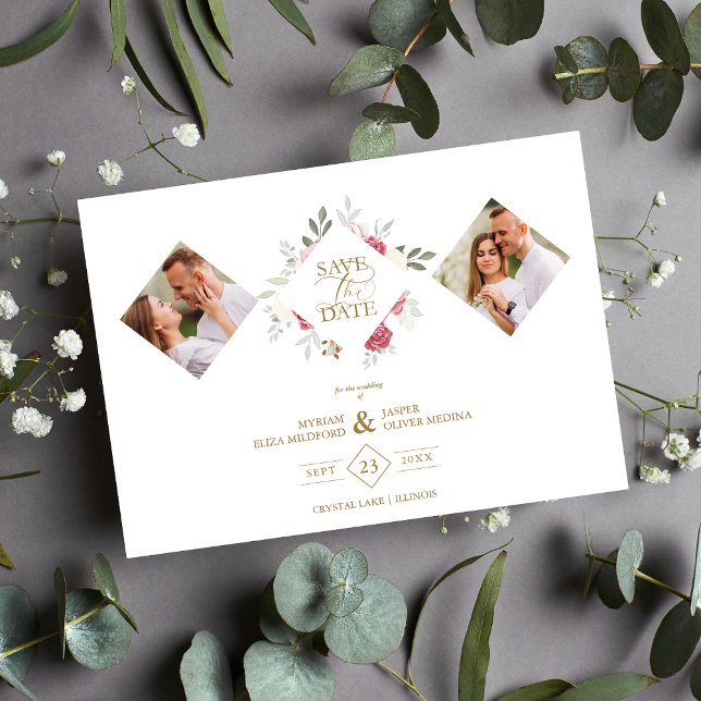 Reserve A Data 2 Photos Fancy Romantic Pink Shades Floral Bouquet (Criador carregado)