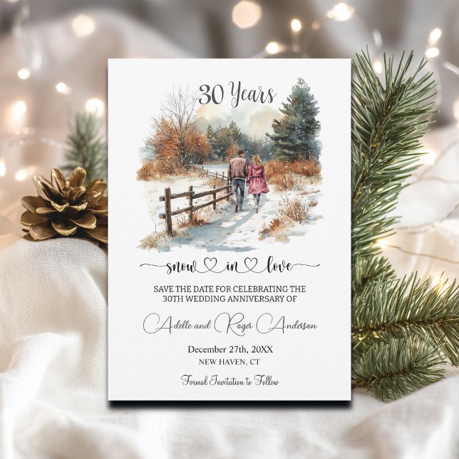 Reserve A Data 30th Wedding Anniversary Winter Landscape Romantic (Criador carregado)