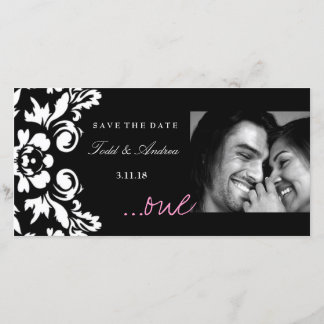 Reserve A Data 311-White Damask "ONE" (Um) rosa, salve a data