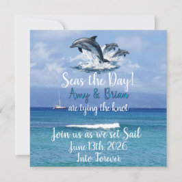 Reserve A Data 3 Dolphins Ocean Wedding Invite Seas the Day