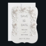 Reserve A Data 3D White Roses Save The Date Card<br><div class="desc">3D white paper cut roses save the date card.</div>