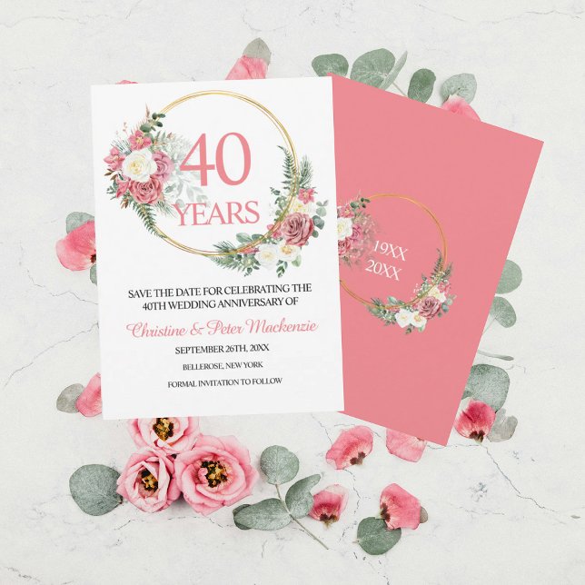 Reserve A Data 40º Aniversário de Rosas Ruby (Criador carregado)
