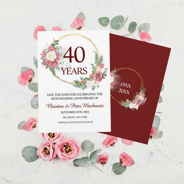Reserve A Data 40º Aniversário de Rosas Ruby (Criador carregado)