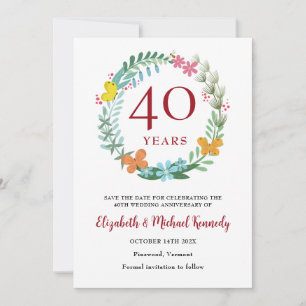 Reserve A Data 40 anos Ruby Floral Wreath