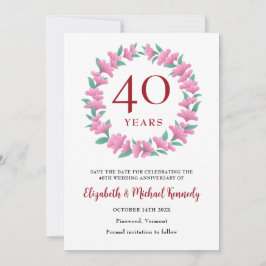 Reserve A Data 40 anos Ruby Floral Wreath