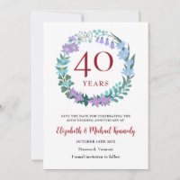 40 anos Ruby Floral Wreath