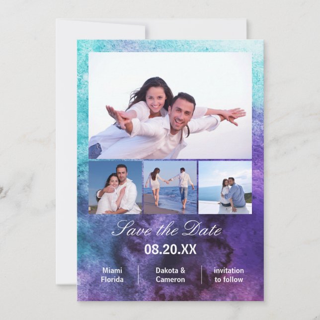 Reserve A Data 4 Fotos Verticais - Save the Date Pintura (Frente)