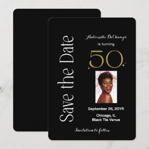 Reserve A Data 50 e Fabulosa Festa de aniversário Dourada Preta