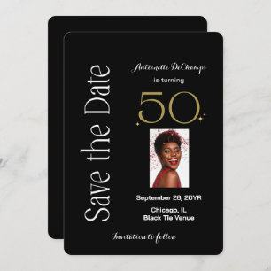 Reserve A Data 50 e Fabulosa Festa de aniversário Dourada Preta