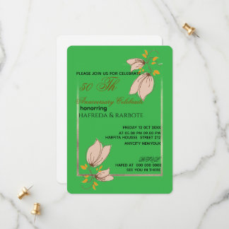 Reserve A Data 50th Anniversary Invitation, Greenery Wedding Anni