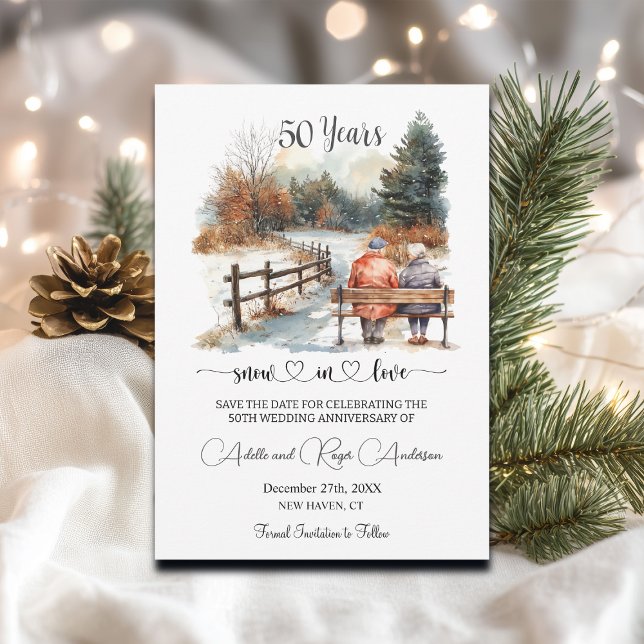 Reserve A Data 50th Wedding Anniversary Winter Landscape Romantic (Criador carregado)