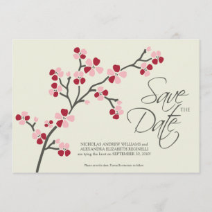Reserve A Data 5X7 Cherry Blossom Designer Salvar Data 2 vermelho