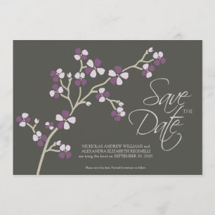 Reserve A Data 5X7 Cherry Blossom Designer Salvar Data: ameixa