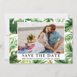 Reserve A Data A Foto Do Verde Tropical Watercolor Salva A Data