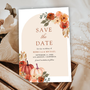 Reserve A Data Abóbora Floral de Terracota para Casamento